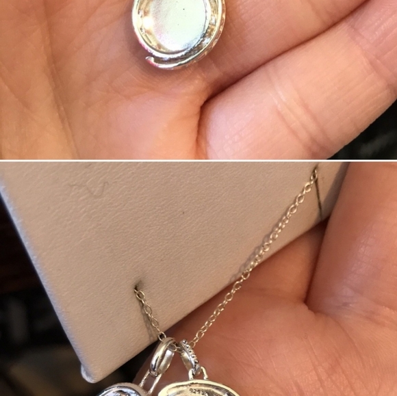 Sterling Silver Bling Cresent 2 PC Detachable I LOVE YOU Moon Necklace Charms - Picture 6 of 9